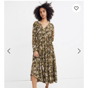 Madewell Cinch Waist Tiered Midi dress